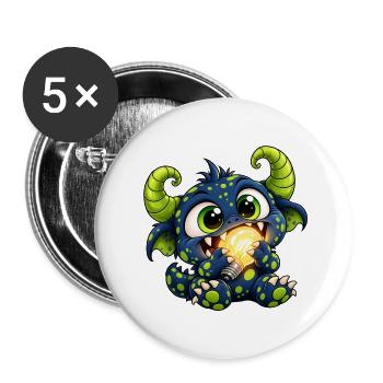Nachtlichtfresser - Monster unter dem Bett Party - Buttons groß 56 mm (5er Pack) - Weiß - Vorne