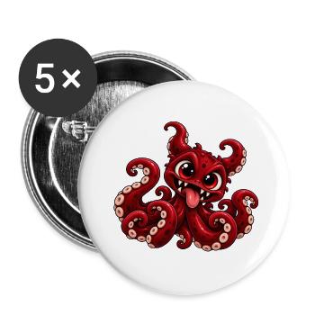 Tentakelmonster - Monster unter dem Bett Party - Buttons groß 56 mm (5er Pack) - Weiß - Vorne