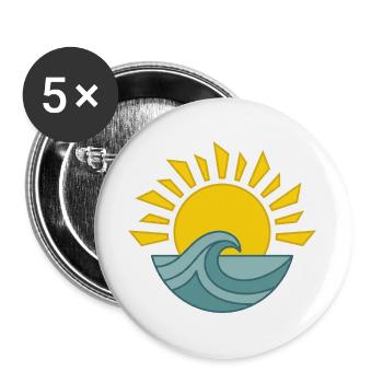 Sonnenaufgang über dem Meer - Buttons groß 56 mm (5er Pack) - Weiß - Vorne