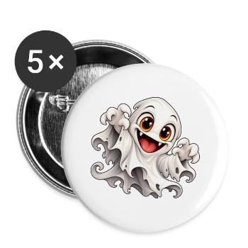Gespenst - Monster unter dem Bett Party - Buttons groß 56 mm (5er Pack) - Weiß - Vorne