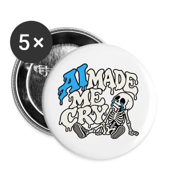 KI hat mich zum Weinen gebracht, Skelett. - Buttons groß 56 mm (5er Pack) - Weiß - Vorne