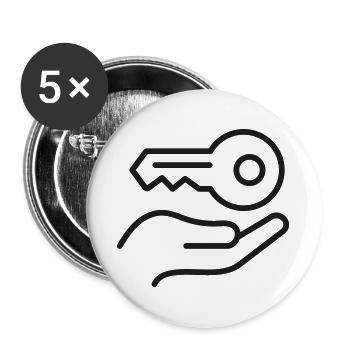 Tasten-in-Hand-Linien-Symbol - Buttons groß 56 mm (5er Pack) - Weiß - Vorne