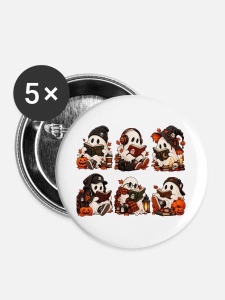 Cute Ghost - Buttons groß 56 mm (5er Pack) - Weiß