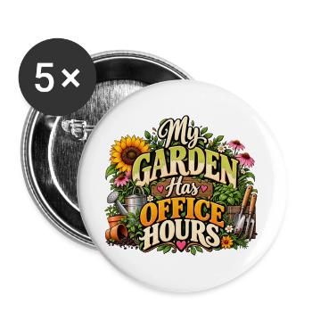My Garden Has Office Hours - Buttons groß 56 mm (5er Pack) - Weiß - Vorne