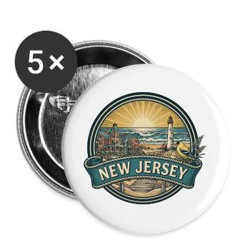 New Jersey Cape May Coast Retro-Reisegeschenk - Buttons groß 56 mm (5er Pack) - Weiß - Vorne