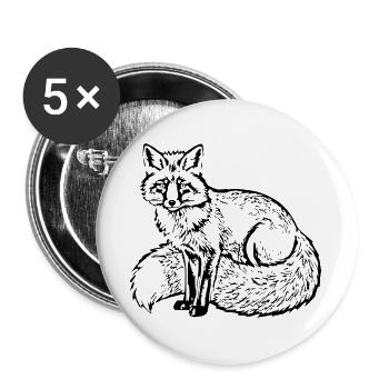 Fuchs schwarz Geschenk Waldliebhaber wanderer - Buttons groß 56 mm (5er Pack) - Weiß - Vorne