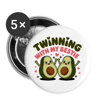 Partnerschaft mit meinem besten Freund – süßes Avocado-Design - Buttons groß 56 mm (5er Pack) - Weiß - Vorne