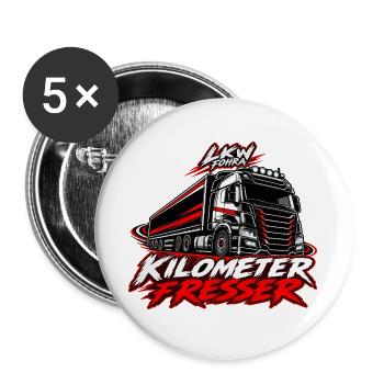 LKW Fohra - Kilometer Fresser, LKW Fahrer - Buttons groß 56 mm (5er Pack) - Weiß - Vorne