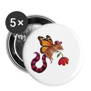 Fantastische Fledermaus - Buttons groß 56 mm (5er Pack) - Weiß - Vorne