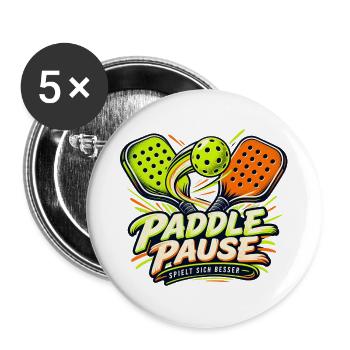 Paddle Pause – Spielt sich besser - Buttons groß 56 mm (5er Pack) - Weiß - Vorne