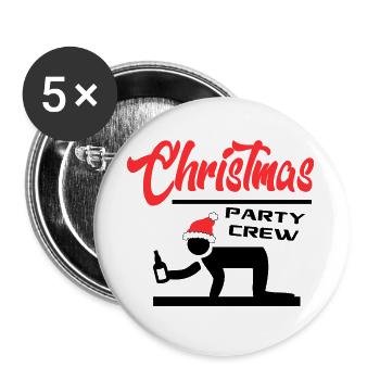 Weihnachten Christmas Party Crew Bier Saufen - Buttons groß 56 mm (5er Pack) - Weiß - Vorne