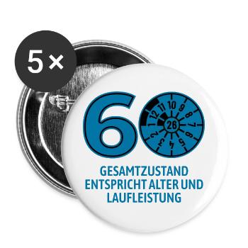 HU Oktober 2026 - 60 Jahre - Geburtstag Geschenk - Buttons groß 56 mm (5er Pack) - Weiß - Vorne