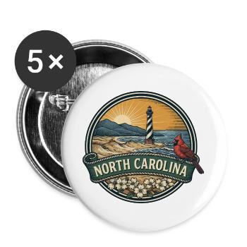 North Carolina Outer Banks Retro-Reisegeschenk - Buttons groß 56 mm (5er Pack) - Weiß - Vorne