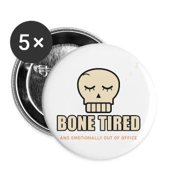Sleeping Skull Bone müde – Halloween-müde - Buttons groß 56 mm (5er Pack) - Weiß - Vorne