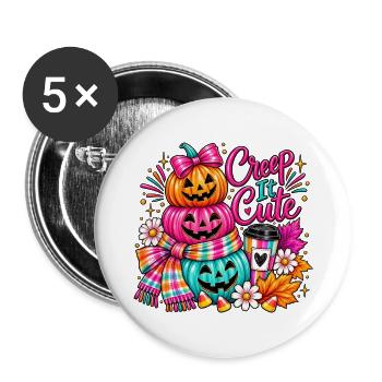 Creep It Cute Halloween - Buttons groß 56 mm (5er Pack) - Weiß - Vorne