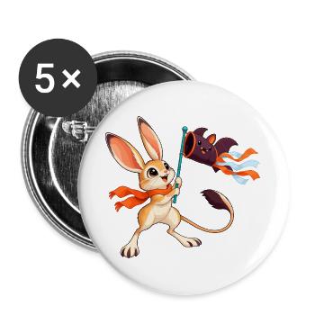 Hase mit Drachenbanner - Buttons groß 56 mm (5er Pack) - Weiß - Vorne