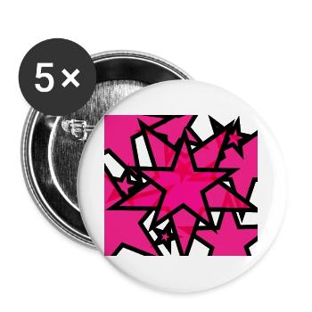 Kaleidoskopische Sternenexplosion Pink - Buttons groß 56 mm (5er Pack) - Weiß - Vorne