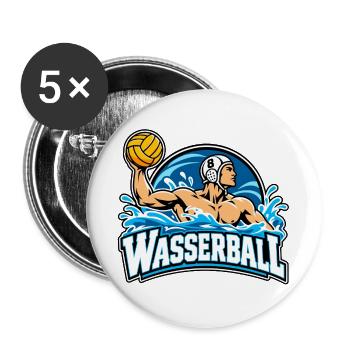 Wassersportheld Wasserball - Buttons groß 56 mm (5er Pack) - Weiß - Vorne