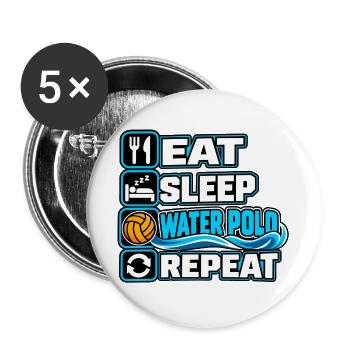 Eat Sleep Water Polo Repeat - Buttons groß 56 mm (5er Pack) - Weiß - Vorne