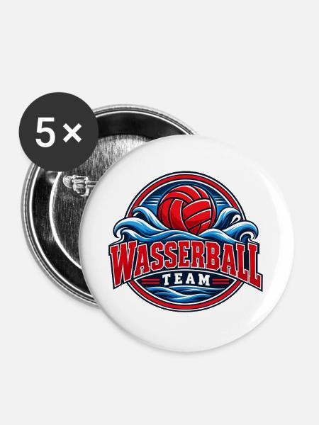 Wasserball Team Logo - Buttons groß 56 mm (5er Pack) - Weiß