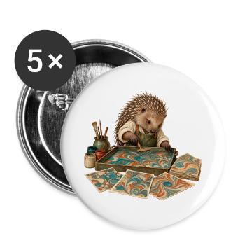 Stachelschwein marmoriert Papier - Buttons groß 56 mm (5er Pack) - Weiß - Vorne