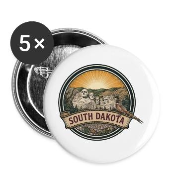 South Dakota Mount Rushmore Reisesouvenir - Buttons groß 56 mm (5er Pack) - Weiß - Vorne