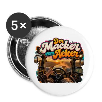 Der Macken vom Ackern - Buttons groß 56 mm (5er Pack) - Weiß - Vorne
