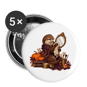 Otter restauriert einen antiken Handspiegel - Buttons groß 56 mm (5er Pack) - Weiß - Vorne