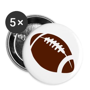 Braunes Football-Design mit Nahtstich - Buttons groß 56 mm (5er Pack) - Weiß - Vorne