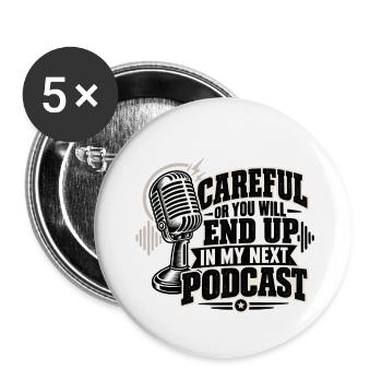Lustiger Podcaster Content Creator Blogger Media Art - Buttons groß 56 mm (5er Pack) - Weiß - Vorne