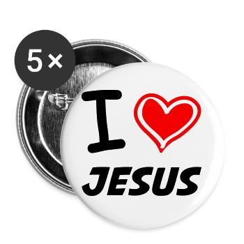 I Love Jesus - Buttons groß 56 mm (5er Pack) - Weiß - Vorne