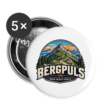 Bergpuls – Oben wird es ruhig - Buttons groß 56 mm (5er Pack) - Weiß - Vorne