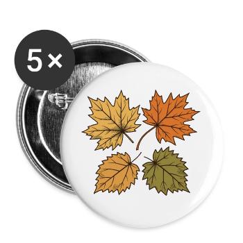 Tanzende Herbstblätter - Buttons groß 56 mm (5er Pack) - Weiß - Vorne