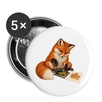 Fuchs druckt botanische Blätter - Buttons groß 56 mm (5er Pack) - Weiß - Vorne