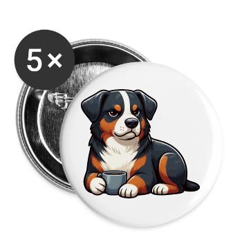 Appenzeller Sennenhund Sennenhunde Sennenhundmama - Buttons groß 56 mm (5er Pack) - Weiß - Vorne