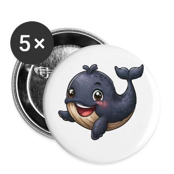 Niedlicher Wal Cartoon - Buttons groß 56 mm (5er Pack) - Weiß - Vorne