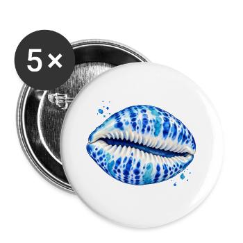 Kobaltblaues Kuhschalendesign - Buttons groß 56 mm (5er Pack) - Weiß - Vorne