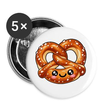 Niedliches Brezelgesicht - Buttons groß 56 mm (5er Pack) - Weiß - Vorne