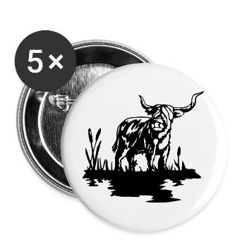Schwarzes schottisches Highlander-Design - Buttons groß 56 mm (5er Pack) - Weiß - Vorne