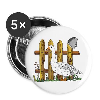 Gans - Buttons groß 56 mm (5er Pack) - Weiß - Vorne