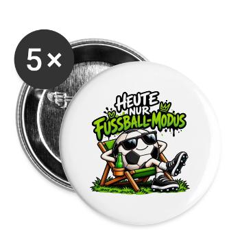 Heute nur Fußball-Modus - Buttons groß 56 mm (5er Pack) - Weiß - Vorne