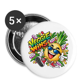 Veggie Wins Zwiebel - Buttons groß 56 mm (5er Pack) - Weiß - Vorne