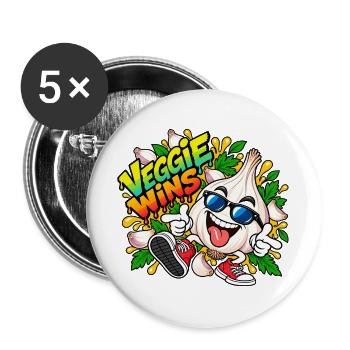 Cooles Radieschen - Buttons groß 56 mm (5er Pack) - Weiß - Vorne