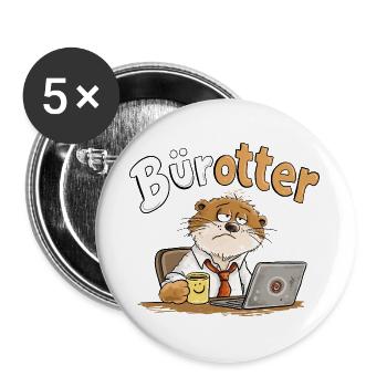 Bürotter Otter Büro Humor Kaffee Arbeit Montag - Buttons groß 56 mm (5er Pack) - Weiß - Vorne