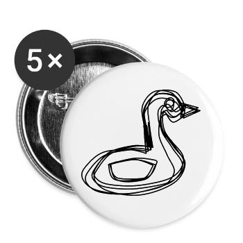Schwan handgezeichnet - Buttons groß 56 mm (5er Pack) - Weiß - Vorne