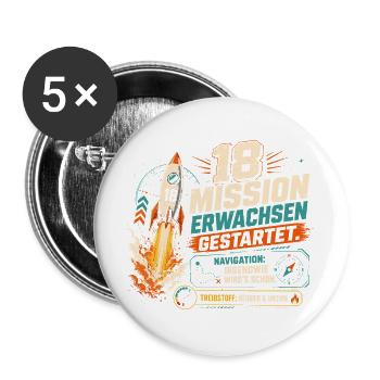 18 Geburtstag Volljährig Geschenk Erwachsen Humor - Buttons groß 56 mm (5er Pack) - Weiß - Vorne