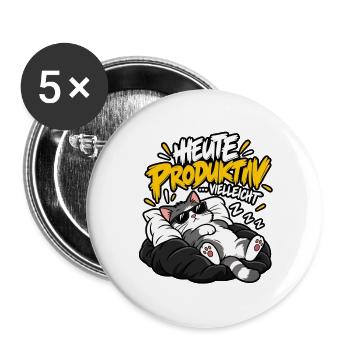 Vielleicht Heute Produktiv-Katze - Buttons groß 56 mm (5er Pack) - Weiß - Vorne