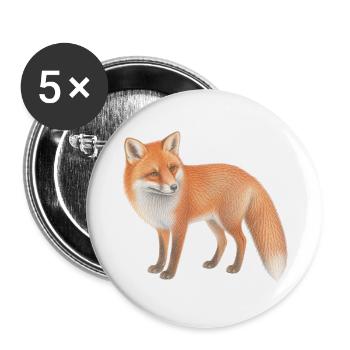 Illustriertes Fuchsblattpastell - Buttons groß 56 mm (5er Pack) - Weiß - Vorne