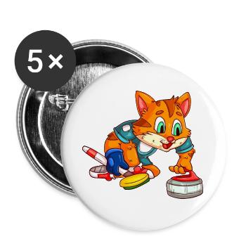 Curling Katzen - Buttons groß 56 mm (5er Pack) - Weiß - Vorne