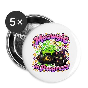 Meowagic in Progress – Katzenzauber Neon - Buttons groß 56 mm (5er Pack) - Weiß - Vorne